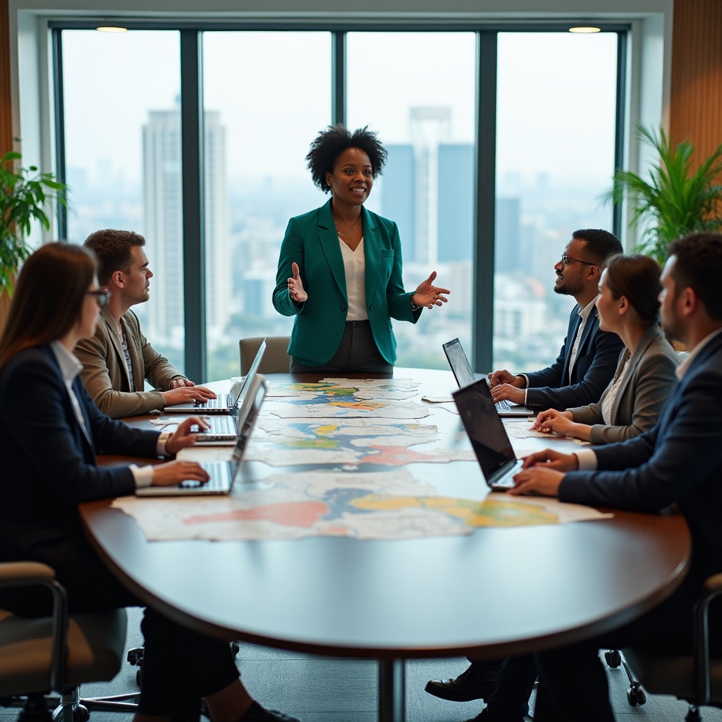 Corporate team attending regional economics workshop